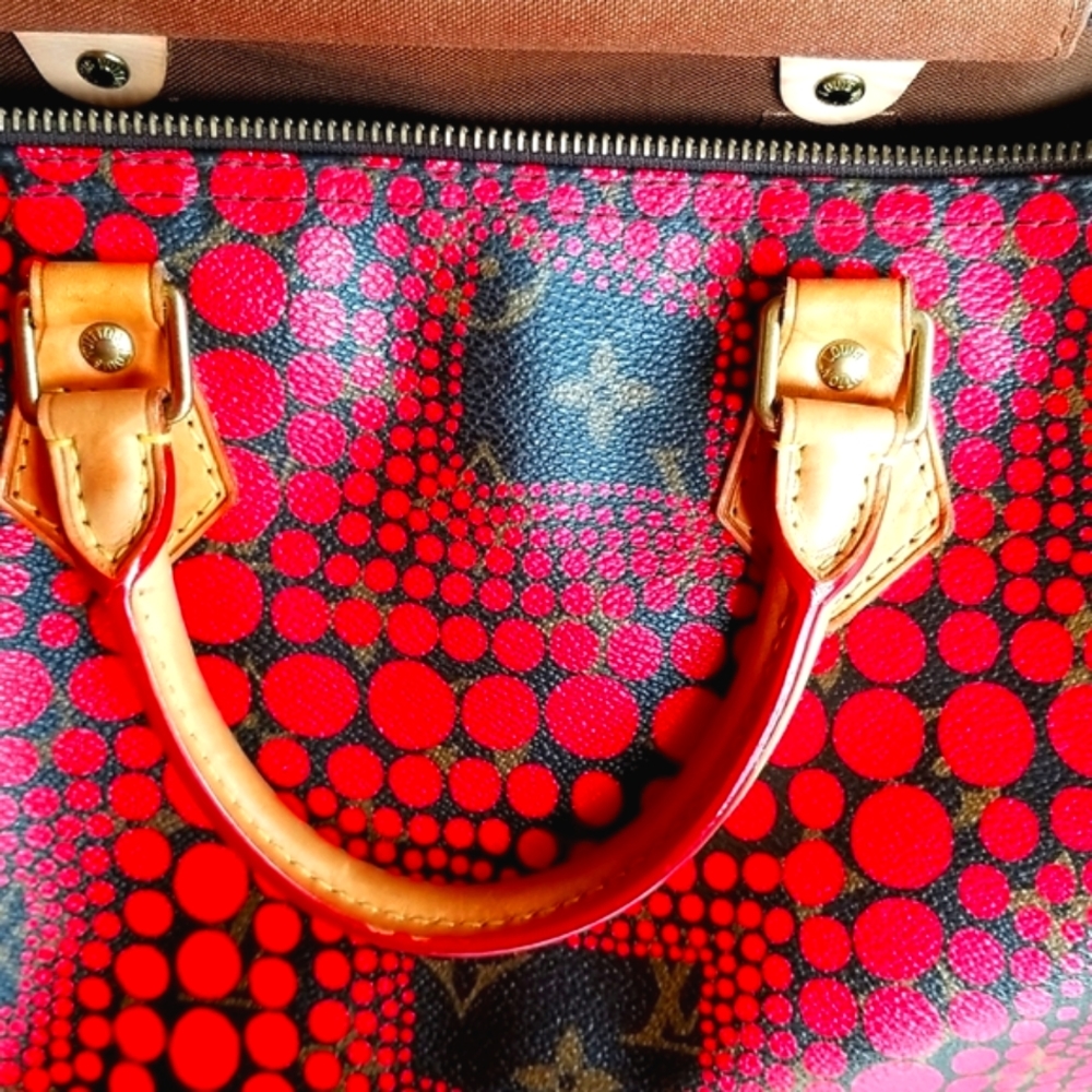 LOUIS VUITTON Speedy 30 Yayoi Kusama 2012 LTD ED Pumpkin Infinity Red Purs Bag - Picture 5 of 16